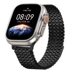Cinturino in acciaio con anello magnetico a nove perle per Apple Watch da 42 mm / 41 mm / 40 mm / 38 mm (nero)