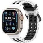 Cinturino per Apple Watch 46mm / 49mm / 45mm / 44mm in silicone bicolore con doppia fila di fori (bianco e nero)
