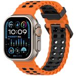 Cinturino per Apple Watch 46mm / 49mm / 45mm / 44mm in silicone bicolore con doppia fila di fori (arancione e nero)