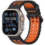 Cinturino per Apple Watch 46mm / 49mm / 45mm / 44mm in silicone bicolore con doppia fila di fori (nero e arancione)