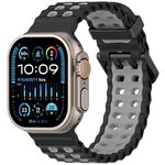 Cinturino per Apple Watch 46mm / 49mm / 45mm / 44mm in silicone bicolore con doppia fila di fori (nero grigio)