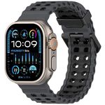 Cinturino per Apple Watch 46mm / 49mm / 45mm / 44mm in silicone bicolore con doppia fila di fori (nero)