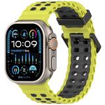 Cinturino per Apple Watch 46 mm / 49 mm / 45 mm / 44 mm in silicone bicolore con doppia fila di fori color oceano (grigio limone)