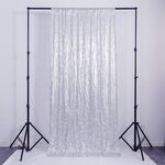 Tende di sfondo per banchetti nuziali in hotel, 240 cm x 240 cm, in tessuto ricamato con paillettes, decorazione per feste (argento)