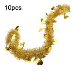 10 pezzi 1,8 m di nastri a forma di cuore per feste di compleanno, Natale, matrimonio, decorazioni per la stanza, ghirlande (oro)