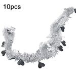 10 pezzi 1,8 m di nastri a forma di cuore per feste di compleanno, Natale, matrimonio, decorazioni per la stanza, ghirlande (argento)