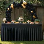 Gonna da tavolo in spandex 243x76x76cm per tavolo rettangolare, tovaglia elasticizzata antirughe per matrimoni, feste e fiere (nera)