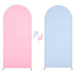 Copertura in tessuto ad arco 180x80cm a forma di U, in spandex elasticizzato, per sfondo di nozze e feste di compleanno (rosa + blu)