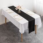 Tovaglia decorativa per matrimoni in raso di poliestere, 29x275 cm, per hotel e ristoranti, con bandiera in raso (nero)