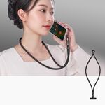 Laccetto per telefono regolabile da collo con design anti-groviglio autobloccante e girevole a 360 gradi e clip in TPU, nero