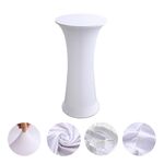 Copertura per tavolo in spandex elastico, decorazione per hotel, matrimoni, cocktail, fondo rotondo, colore: bianco. Dimensioni: 60 cm.