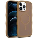 For iPhone 12 Pro Max Skin Feel Wave Texture MagSafe Phone Case(Brown)