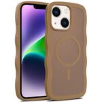 For iPhone 14 Plus Skin Feel Wave Texture MagSafe Phone Case(Brown)
