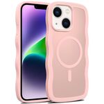 For iPhone 14 Plus Skin Feel Wave Texture MagSafe Phone Case(Pink)
