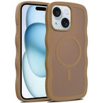 For iPhone 15 Skin Feel Wave Texture MagSafe Phone Case(Brown)