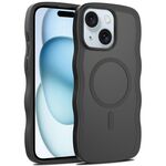 For iPhone 15 Skin Feel Wave Texture MagSafe Phone Case(Black)