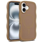 For iPhone 16 Plus Skin Feel Wave Texture MagSafe Phone Case(Brown)