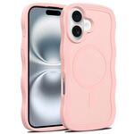For iPhone 16 Plus Skin Feel Wave Texture MagSafe Phone Case(Pink)