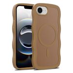 For iPhone 16e Skin Feel Wave Texture MagSafe Phone Case(Brown)