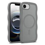 For iPhone 16e Skin Feel Wave Texture MagSafe Phone Case(Grey)