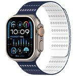 Cinturino magnetico a nido d'ape per Apple Watch 46 mm / 49 mm / 45 mm / 44 mm (blu scuro e bianco)