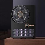 Ventilatore elettrico domestico 2 in 1, lampada anti-zanzare, ventilatore da tavolo digitale a LED, colore: nero 3000 mAh