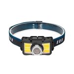 E-SMARTER W6100A Mini lampada frontale a LED con sensore d'onda COB, lampada frontale luminosa per pesca e avventure all'aperto (nera)