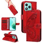 For Honor 400 Lite Swallowtail Butterfly Embossed Leather Phone Case(Red)