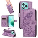 For Honor 400 Lite Swallowtail Butterfly Embossed Leather Phone Case(Purple)