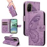 For Redmi A5 4G 173.3mm Swallowtail Butterfly Embossed Leather Phone Case(Purple)