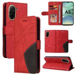 For Redmi A5 4G 173.3mm Dual-color Splicing Flip Leather Phone Case(Red)