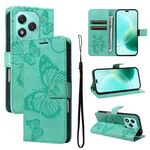 For Honor 400 Lite 3D Butterfly Embossed Pattern Flip Leather Phone Case(Green)