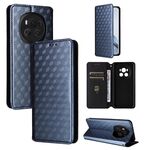 For Honor Magic6 5G Cubic Grid Texture Flip Leather Phone Case(Blue)