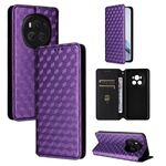 For Honor Magic6 5G Cubic Grid Texture Flip Leather Phone Case(Purple)