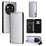 For Honor Magic6 Pro 5G Cubic Grid Texture Flip Leather Phone Case(Silver)