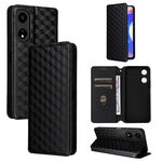 For Honor X5 Plus Cubic Grid Texture Flip Leather Phone Case(Black)