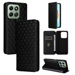 For Honor X6b 4G Cubic Grid Texture Flip Leather Phone Case(Black)