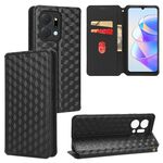 For Honor X7a Cubic Grid Texture Flip Leather Phone Case(Black)