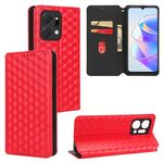 For Honor X7a Cubic Grid Texture Flip Leather Phone Case(Red)