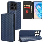 For Honor X8a Cubic Grid Texture Flip Leather Phone Case(Blue)