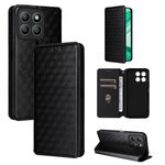 For Honor X8c 4G Cubic Grid Texture Flip Leather Phone Case(Black)