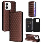 For Honor X60i 5G Cubic Grid Texture Flip Leather Phone Case(Brown)