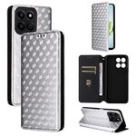 For Honor Play 60 Plus Cubic Grid Texture Flip Leather Phone Case(Silver)