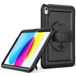 For iPad 2025 / 2022 Honeycomb Hand Grip Turntable Stand Tablet Case(Black)