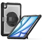 For iPad Air 11 2025 / 2024 Honeycomb Hand Grip Turntable Stand Tablet Case(Transparent)