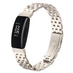 Cinturino in acciaio con fibbia a fionda a cinque perle per Fitbit Inspire 1 / Inspire 2 (Starlight)