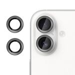 Pellicola in vetro temperato ultrasottile per obiettivo della fotocamera individuale Klebol No Flicker per iPhone 16 (nero)