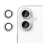 Pellicola in vetro temperato ultrasottile per obiettivo della fotocamera individuale Klebol No Flicker per iPhone 16 (argento)