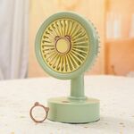 Ventilatore da tavolo USB per studenti, piccolo, con orecchie di animale sostituibili, batteria al litio multi-velocità, silenzioso, colore: orso verde
