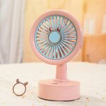 Ventilatore da tavolo USB per studenti, piccolo, con orecchie di animale sostituibili, batteria al litio multi-velocità, silenzioso, colore: cervo rosa